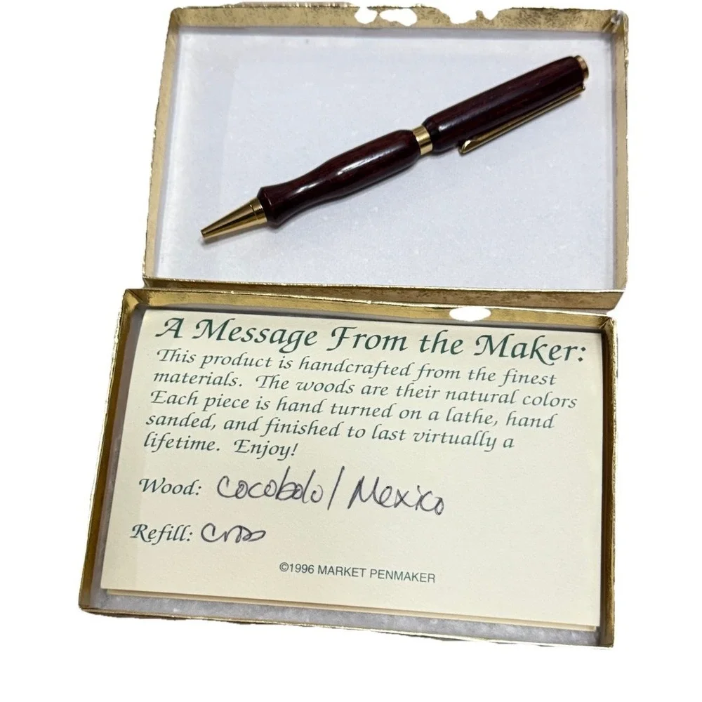 Handcrafted Cocobolo Wood Pen – 1996 Market Penmaker – Cross Refill